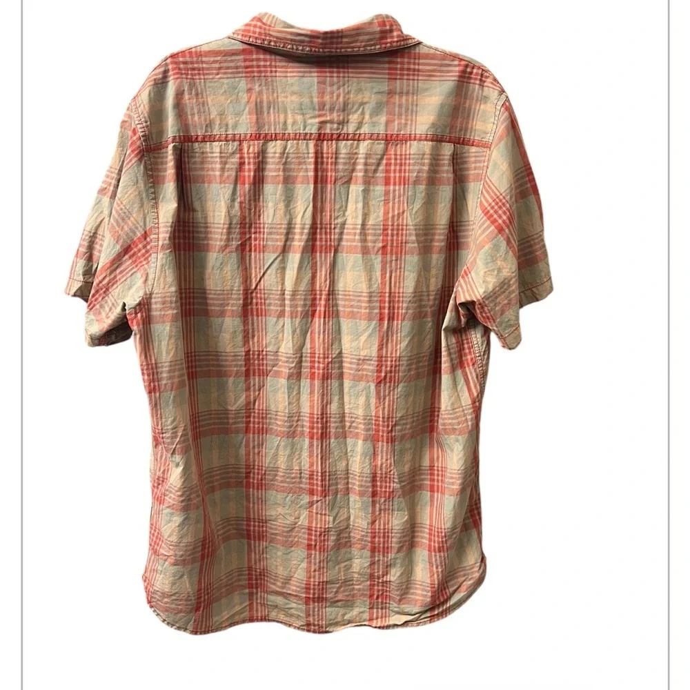 The North Face Button Up Short Sleeve Plaid Tan Shirt Large